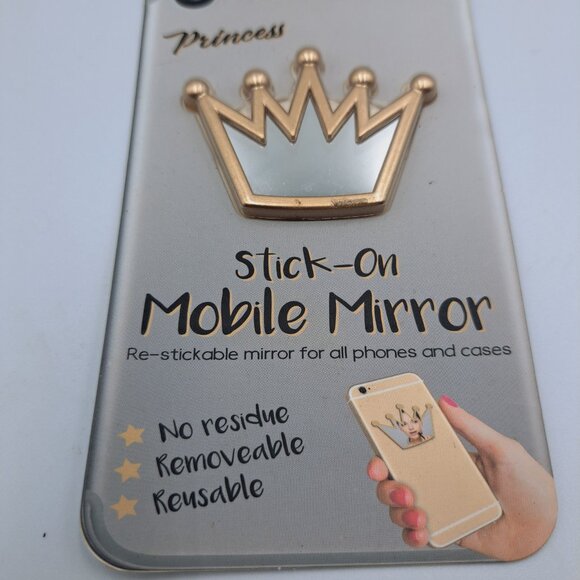 4/$20 Princess Mobile Mirror Stick-On Mirror Phone Charm Crown Sticker - Picture 2 of 5